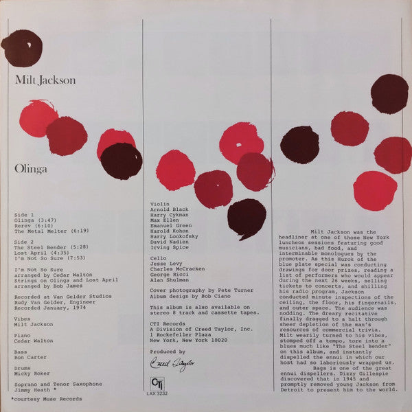 Milt Jackson - Olinga (Vinyl, LP, Album, Limited Edition, Reissue, Stereo) Very Good (VG) / Very Good (VG)