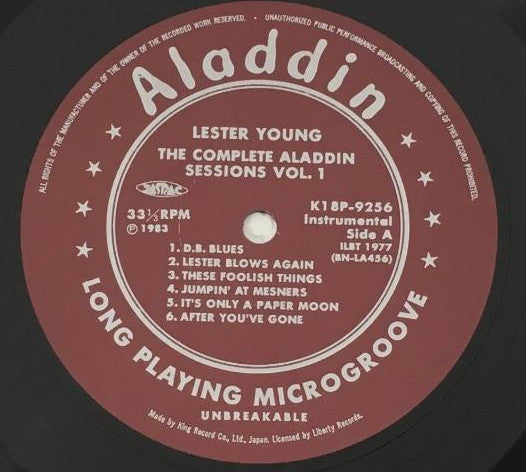 Lester Young - The Complete Aladdin Sessions Vol. 1 (Vinyl, LP, Compilation, Mono) Near Mint (NM or M-) / Very Good Plus (VG+)