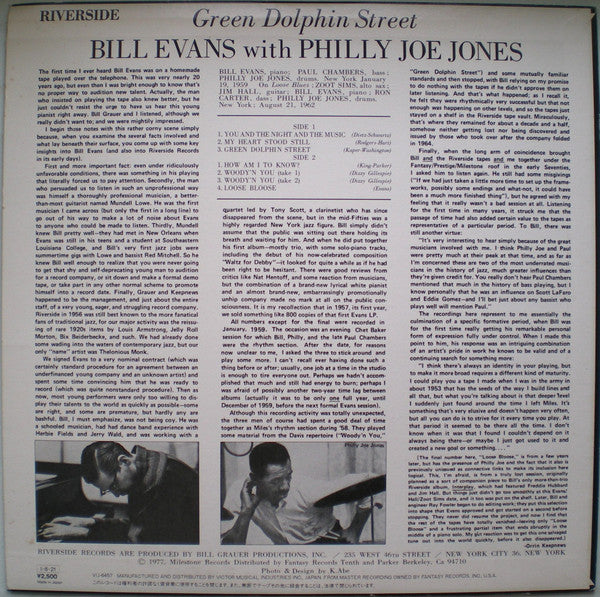 Bill Evans - Green Dolphin Street (Vinyl, LP, Album, Reissue, Mono) Very Good Plus (VG+) / Very Good Plus (VG+)