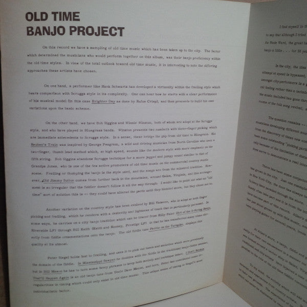 Various - Old Time Banjo Project (Vinyl, LP, Mono) Very Good (VG) / Good (G)