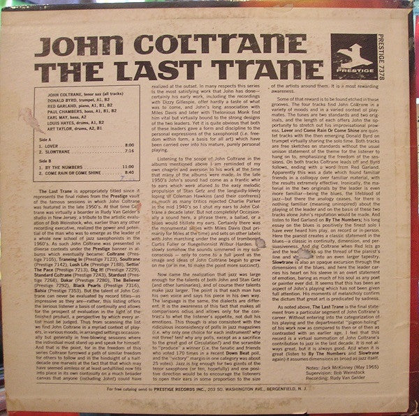 John Coltrane - The Last Trane (Vinyl, LP, Album, Remastered, Stereo) Very Good (VG) / Very Good (VG)