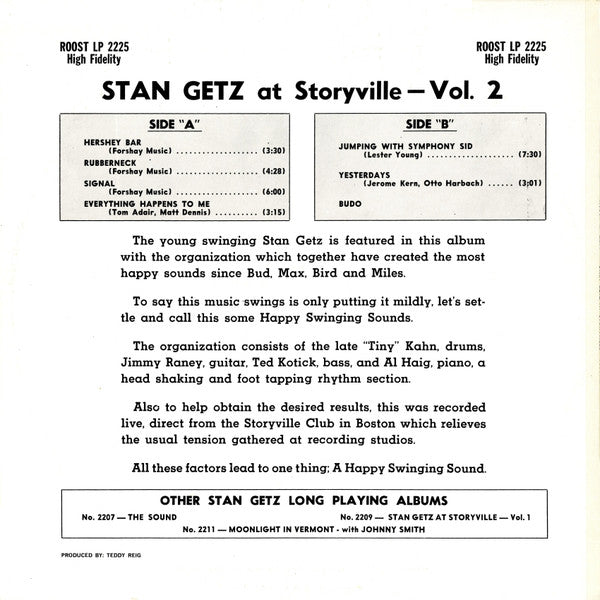 Stan Getz - At Storyville Volume II (Vinyl, LP, Album, Reissue) Very Good (VG) / Very Good Plus (VG+)