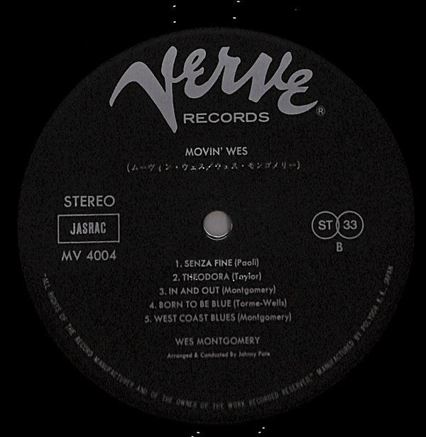 Wes Montgomery - Movin' Wes (Vinyl, LP, Album, Reissue, Stereo)