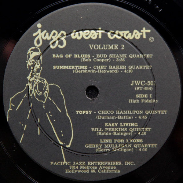 Various - Jazz West Coast, Volume 2 (Vinyl, LP, Album, Compilation, Mono) Very Good (VG) / Very Good Plus (VG+)