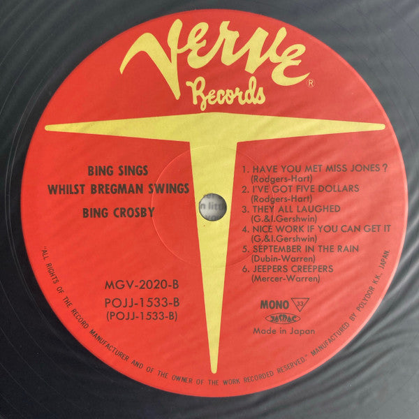 Bing Crosby - Bing Sings While Bregman Swings (Vinyl, LP, Album, Reissue, Mono) Good Plus (G+) / Very Good Plus (VG+)
