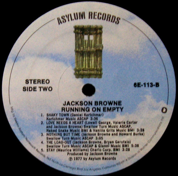 Jackson Browne - Running On Empty (Vinyl, LP, Album, Repress) Very Good Plus (VG+) / Very Good Plus (VG+)