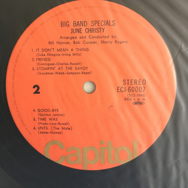 June Christy - Big Band Specials (Vinyl, LP, Album, Reissue, Stereo) Very Good Plus (VG+) / Very Good (VG)