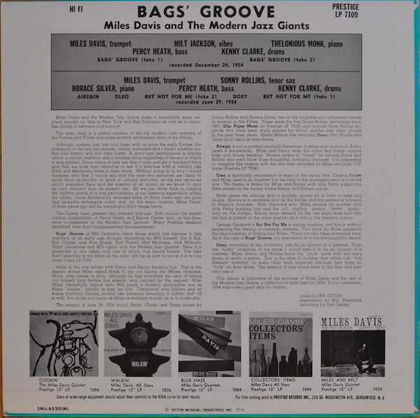 Miles Davis - Bags Groove (Vinyl, LP, Album, Compilation, Reissue, ...