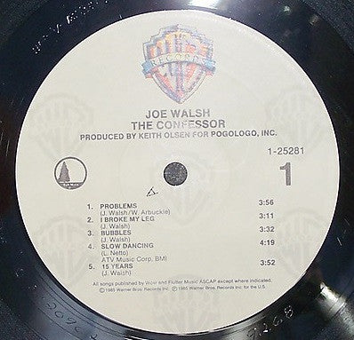 Joe Walsh - The Confessor (Vinyl, LP, Album) Very Good Plus (VG+) / Very Good (VG)