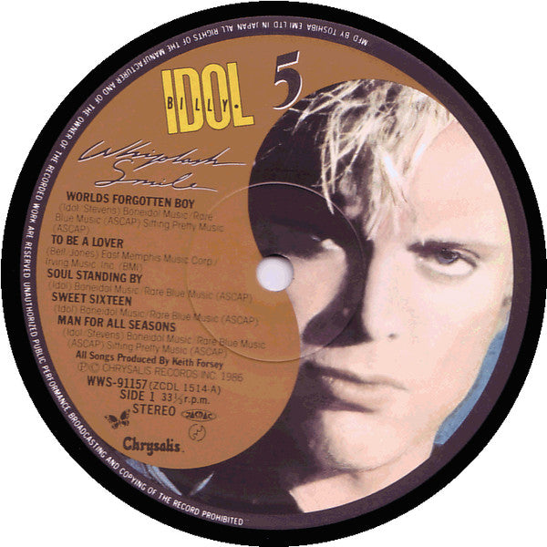 Billy Idol - Whiplash Smile (Vinyl, LP, Album) Very Good (VG) / Very Good (VG)