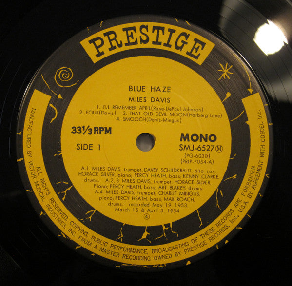 Miles Davis - Blue Haze (Vinyl, LP, Compilation, Reissue, Remastered, Mono) Very Good (VG) / Very Good (VG)