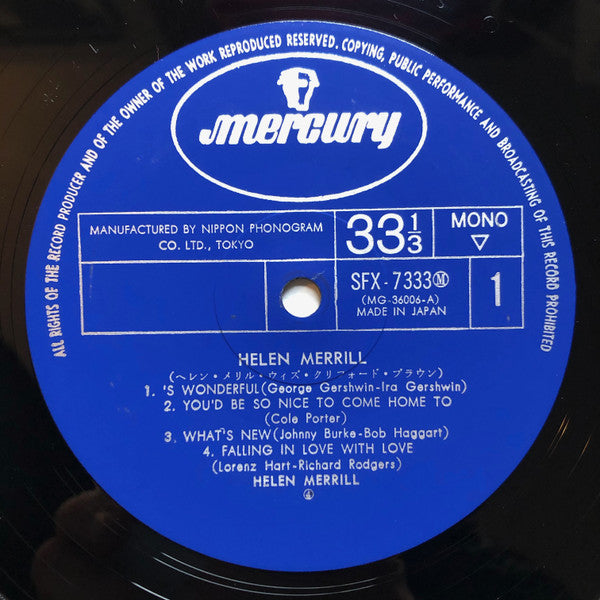 Helen Merrill - Helen Merrill (Vinyl, LP, Album, Reissue, Mono) Very Good Plus (VG+) / Very Good Plus (VG+)