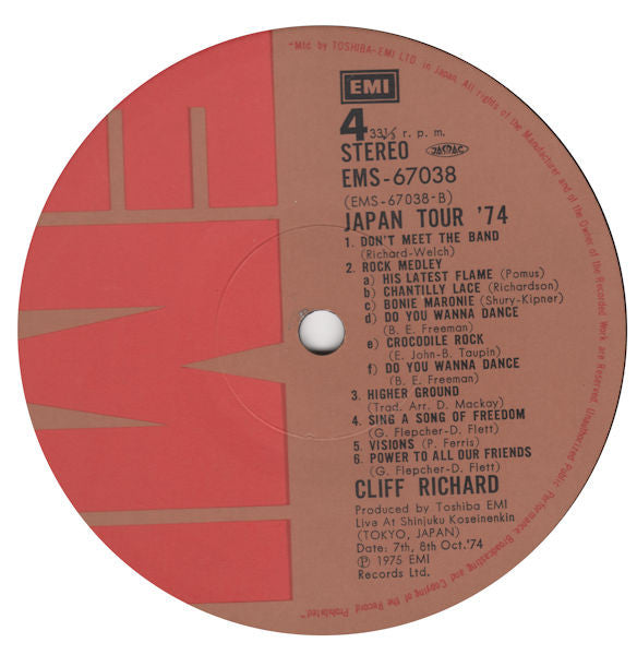 Cliff Richard - Japan Tour '74 (2xVinyl, LP, Album, Stereo) Very Good Plus (VG+) / Very Good Plus (VG+)