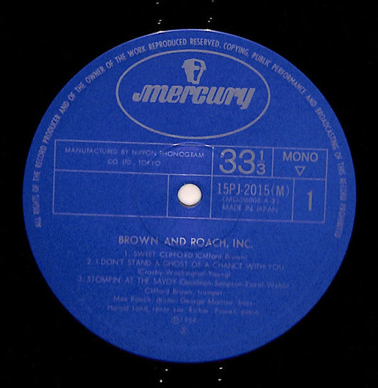 Clifford Brown And Max Roach - Brown And Roach Incorporated (Vinyl, LP, Album, Reissue, Mono) Very Good Plus (VG+) / Very Good Plus (VG+)