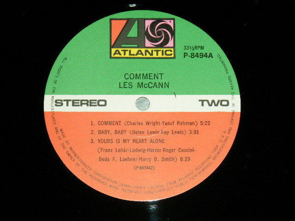 Les McCann - Comment (Vinyl, LP, Album) Very Good Plus (VG+) / Very Good (VG)