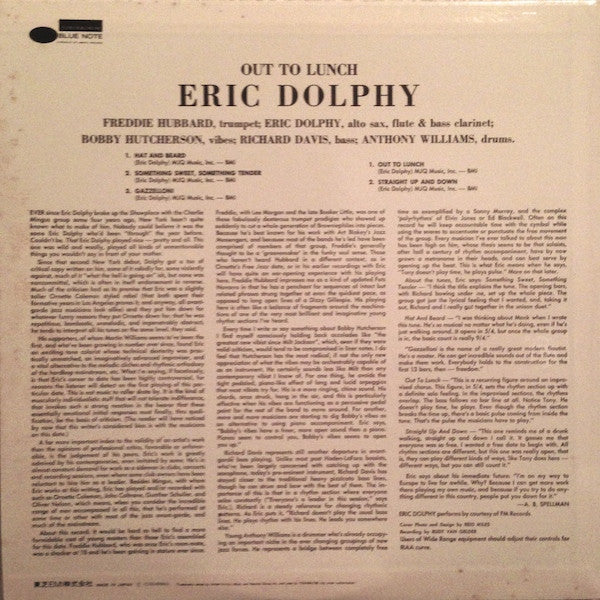Eric Dolphy - Out To Lunch! (Vinyl, LP, Album, Reissue, Stereo) Near Mint (NM or M-) / Near Mint (NM or M-)