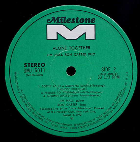 Jim Hall / Ron Carter Duo - Alone Together (Vinyl, LP, Album)