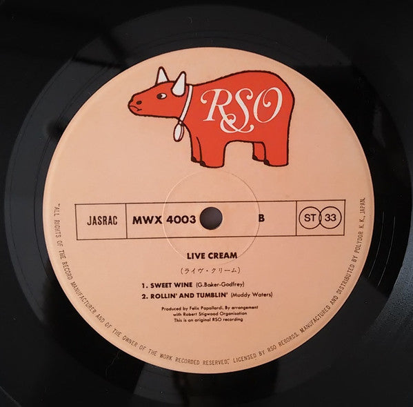 Cream (2) - Live Cream (Vinyl, LP, Album, Reissue) Near Mint (NM or M-) / Very Good (VG)