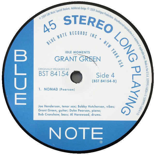 Grant Green - Idle Moments (2xVinyl, 12", 45 RPM, Album, Limited Edition, Numbered, Reissue, Stereo) Good Plus (G+) / Very Good (VG)