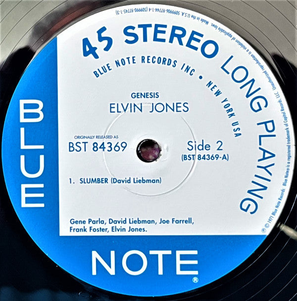 Elvin Jones - Genesis (2xVinyl, 12", 45 RPM, Album, Limited Edition, Numbered, Reissue, Remastered, Stereo) Very Good Plus (VG+) / Very Good Plus (VG+)