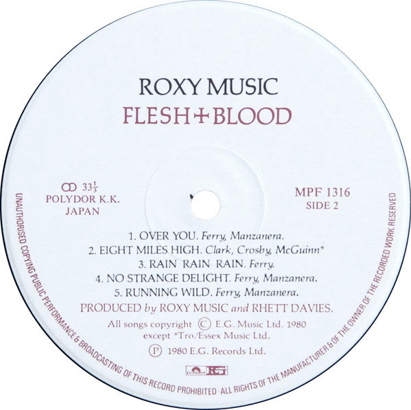Roxy Music - Flesh + Blood (Vinyl, LP, Album, Stereo) Very Good Plus (VG+) / Very Good (VG)