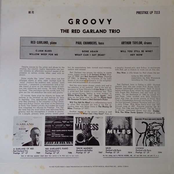 The Red Garland Trio - Groovy (Vinyl, LP, Album, Reissue, Mono)