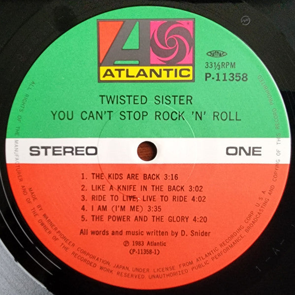 Twisted Sister - You Can't Stop Rock 'N' Roll (Vinyl, LP, Album, Stereo) Near Mint (NM or M-) / Very Good Plus (VG+)