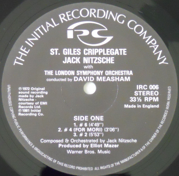 Jack Nitzsche - St. Giles Cripplegate (Vinyl, LP, Album, Reissue) Very Good Plus (VG+) / Good Plus (G+)
