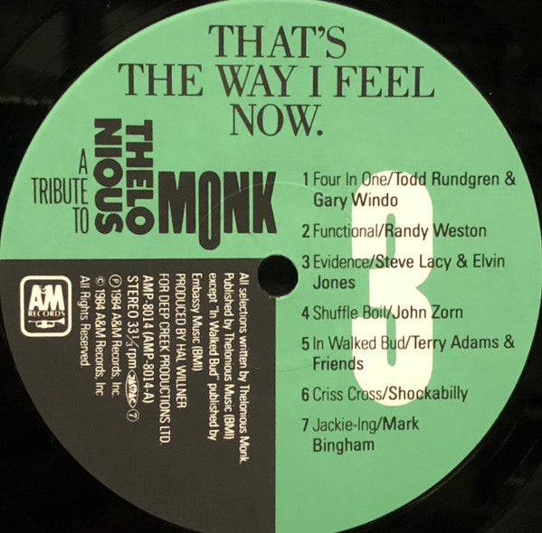 Various - That's The Way I Feel Now - A Tribute To Thelonious Monk ...