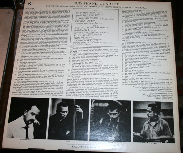 Bud Shank Quartet - Bud Shank (Vinyl, LP, Album, Reissue) Very Good (VG) / Very Good (VG)