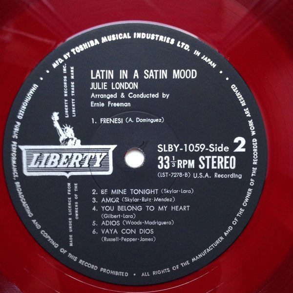 Julie London - Julie London Sings Latin In A Satin Mood (Vinyl, LP, Album, Stereo) Very Good (VG) / Very Good Plus (VG+)