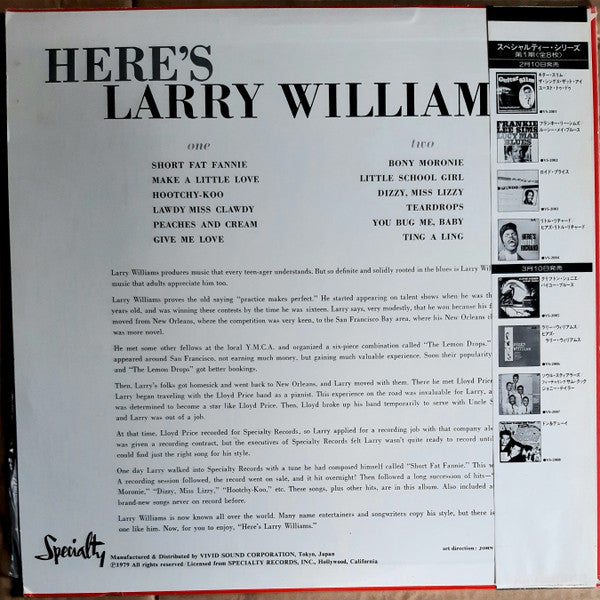 Larry Williams (3) - Here's Larry Williams (Vinyl, LP, Album, Reissue)