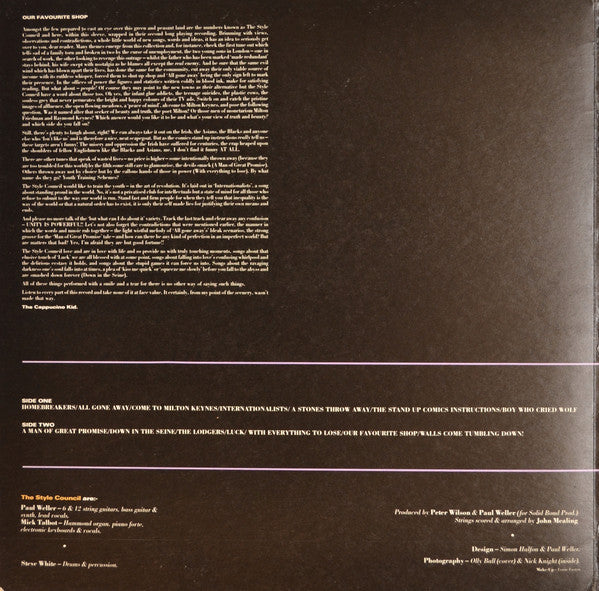 The Style Council - Our Favourite Shop (Vinyl, LP, Album) Very Good (VG) / Very Good (VG)