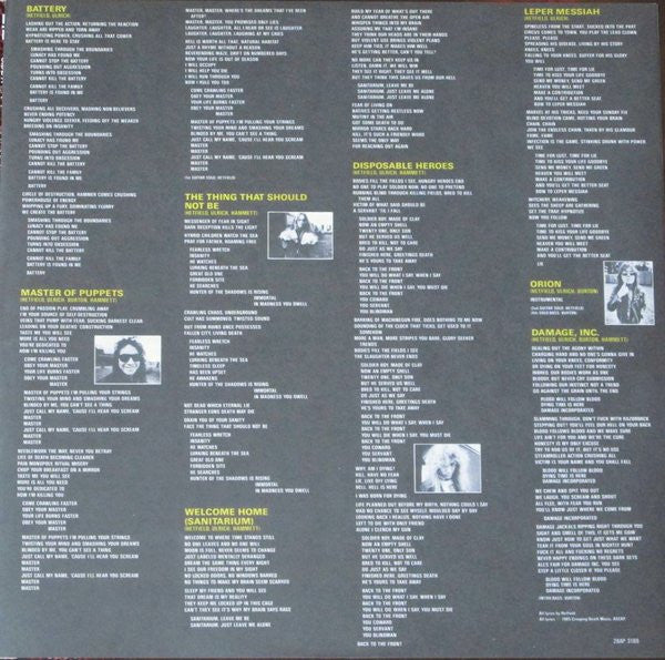 Metallica - Master Of Puppets (Vinyl, LP, Album) Near Mint (NM or M-) / Very Good Plus (VG+)
