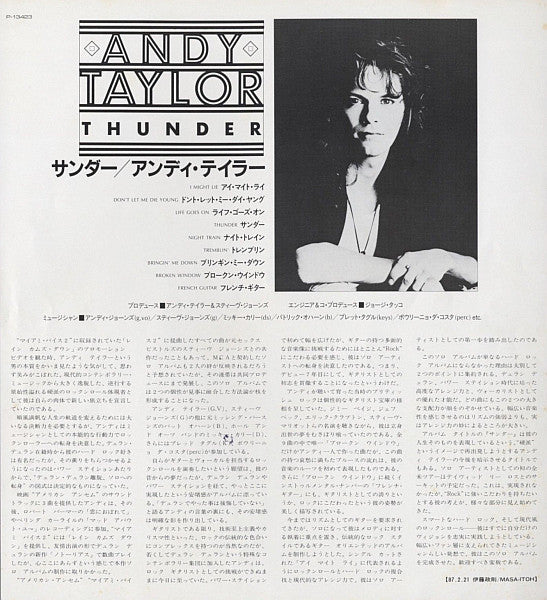 Andy Taylor - Thunder (Vinyl, LP, Album) Near Mint (NM or M-) / Very Good Plus (VG+)