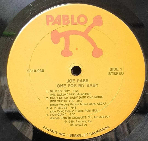 Joe Pass - One For My Baby (Vinyl, Album, LP) Very Good Plus (VG+) / Very Good (VG)