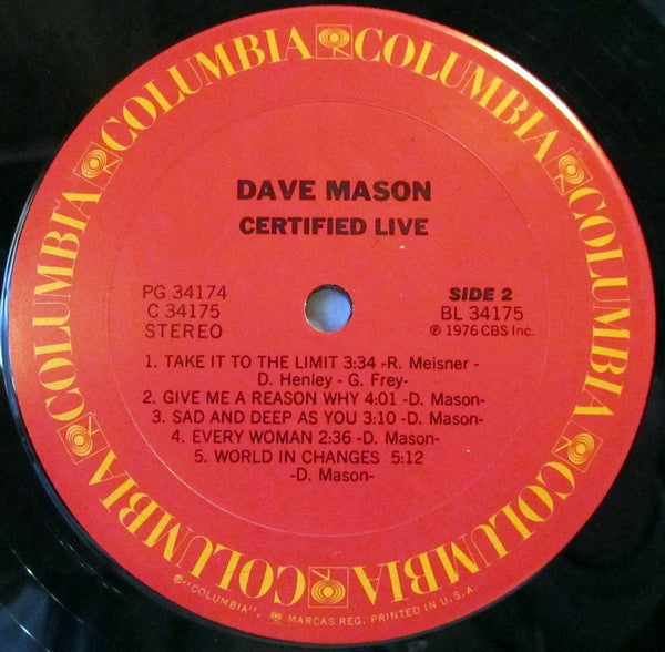 Dave Mason - Certified Live (Vinyl, LP, Album)