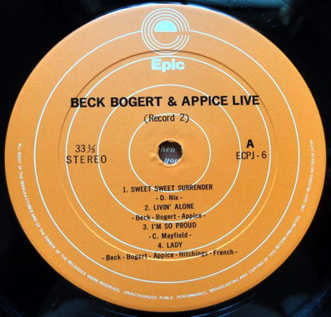 Beck, Bogert & Appice - Beck, Bogert & Appice Live (Vinyl, LP, Album)