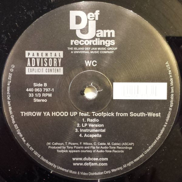 WC - Flirt / Throw Ya Hood Up (Vinyl, 12") Very Good Plus (VG+) / Very Good (VG)