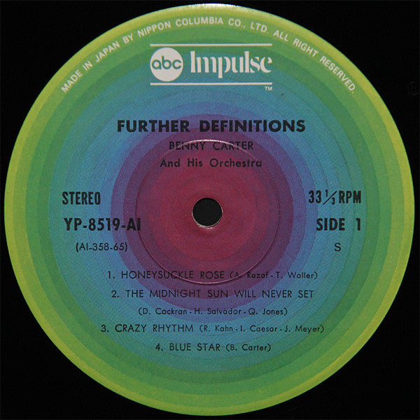 Benny Carter And His Orchestra - Further Definitions (Vinyl, LP, Album, Reissue, Stereo) Very Good Plus (VG+) / Good Plus (G+)