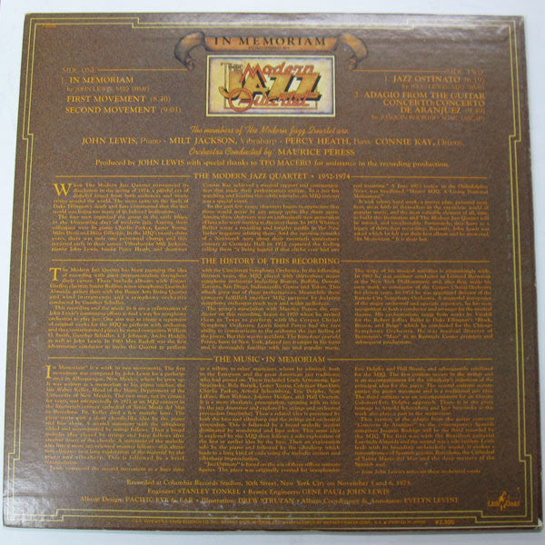 The Modern Jazz Quartet - In Memoriam (Vinyl, LP, Album)