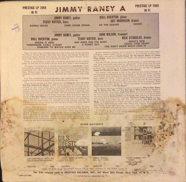 Jimmy Raney - A (Vinyl, LP, Album, Compilation, Reissue, Mono) Very Good Plus (VG+) / Very Good (VG)