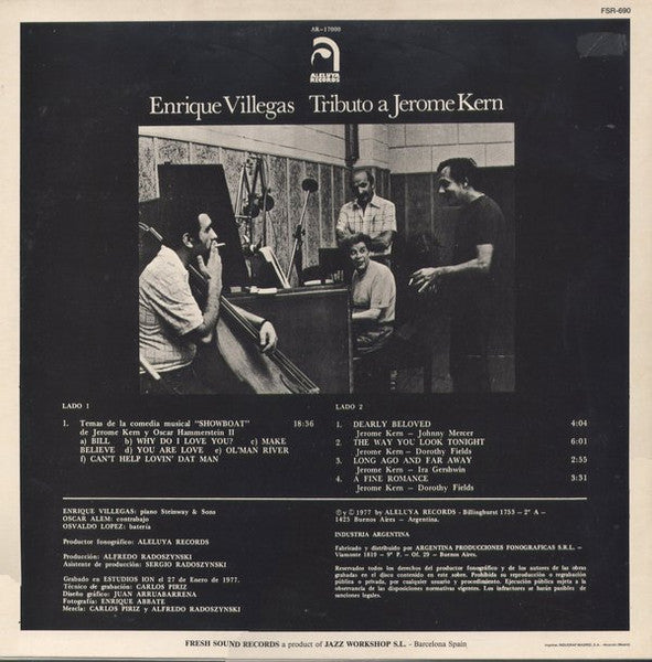 Enrique Villegas - Tributo  A Jerome Kern (Vinyl, LP, Album, Reissue) Very Good (VG) / Very Good Plus (VG+)
