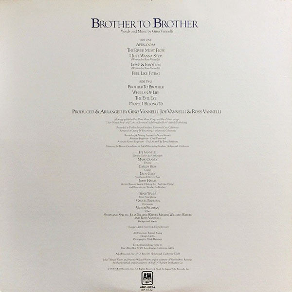 Gino Vannelli - Brother To Brother (Vinyl, LP, Album) Very Good Plus (VG+) / Very Good (VG)