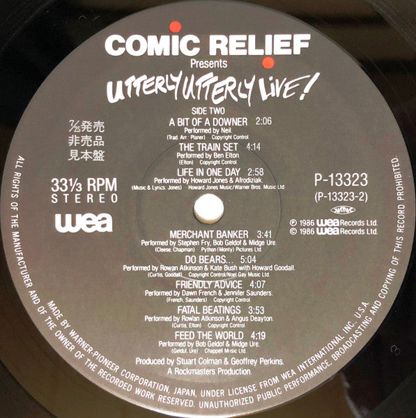 Various - Comic Relief Presents Utterly Utterly Live (Vinyl, LP, Promo) Very Good Plus (VG+) / Very Good (VG)
