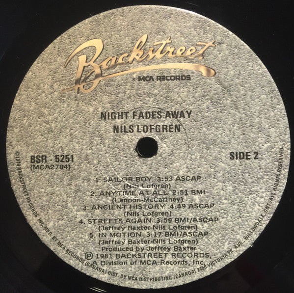 Nils Lofgren - Night Fades Away (Vinyl, LP, Album) Very Good Plus (VG+) / Very Good Plus (VG+)