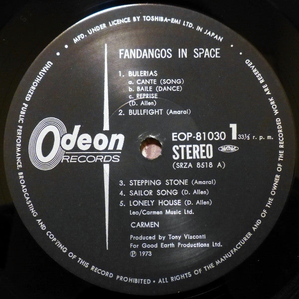 Carmen (19) - Fandangos In Space (Vinyl, LP, Album) Good Plus (G+) / Very Good (VG)