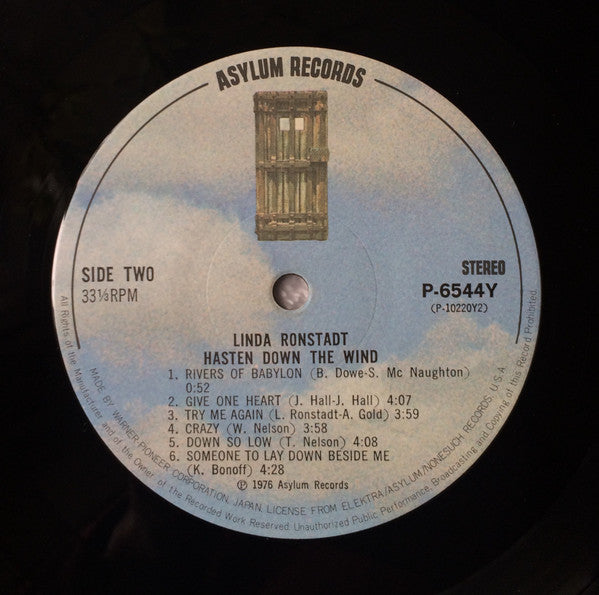 Linda Ronstadt - Hasten Down The Wind = 風にさらわれた恋 (Vinyl, LP, Album, Reissue, Stereo) Very Good Plus (VG+) / Very Good (VG)