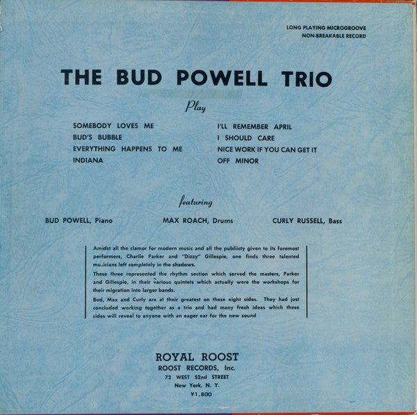 The Bud Powell Trio - The Bud Powell Trio (Vinyl, LP, Compilation, ...
