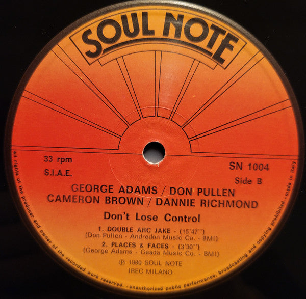 George Adams - Don Pullen Quartet - Don't Lose Control (Vinyl, LP, Album) Very Good Plus (VG+) / Very Good (VG)